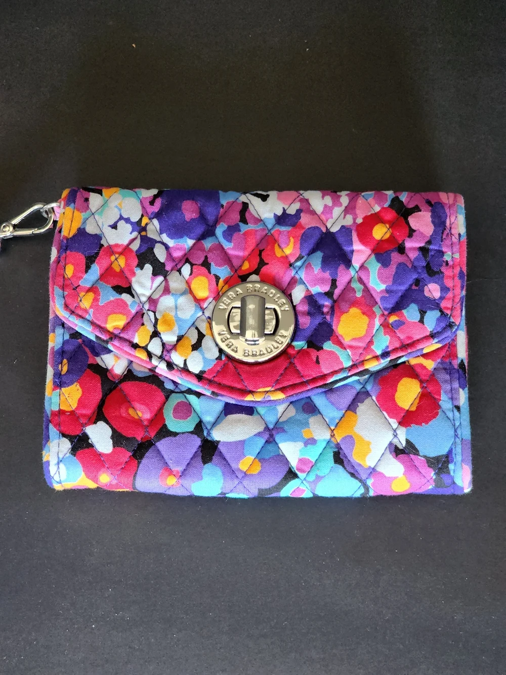 Vera Bradley Purple Multi Floral Quilted Wristlet - Picture 2 of 6